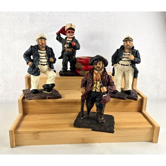 K's Collection Nautical Series Vtg Set of 4 Seamen Avg 6"x3.5" Resin Hand Painte - Picture 1 of 16